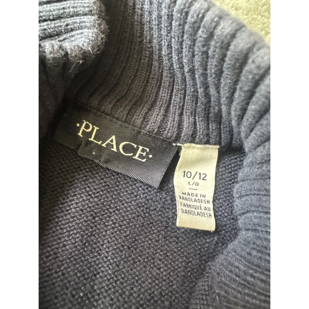 The Children's Place Boys Beta Academy Cardigan 10/12 Navy Blue Full Zip Knit